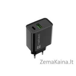 NATEC USB CHARGER RIBERA USB-A+USB-C 20W PD BLACK