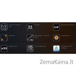 NEO 08-631 Įrankių rinkinys 1/4" , komplektas 33 vnt.
