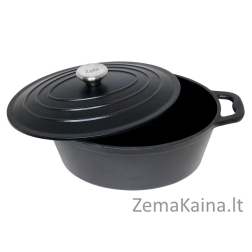 Ovalus emaliuotas ketaus kepimo indas Zyle ZY028BKI, talpa 4 l, juodas