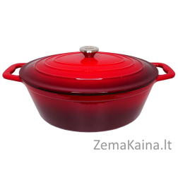 Ovalus emaliuotas ketaus kepimo indas Zyle ZY036RKI, talpa 7,7 l, raudonas