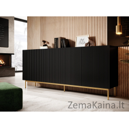 PAFOS komoda ant auksinio plieno rėmo 200x40x102 matinės juodos spalvos