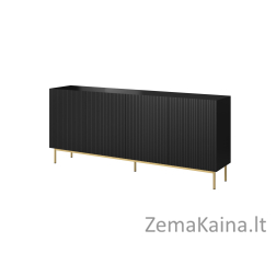 PAFOS komoda ant auksinio plieno rėmo 200x40x102 matinės juodos spalvos