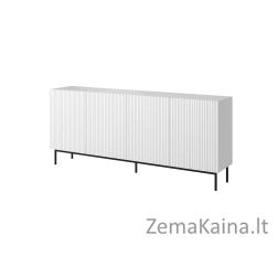 PAFOS komoda ant juodo plieno rėmo 200x40x102 cm balta matinė