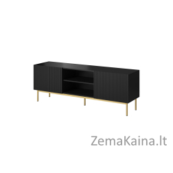 PAFOS RTV spintelė ant auksinio plieno rėmo 150x40x60 cm matinės juodos spalvos