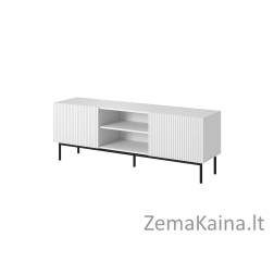 PAFOS RTV spintelė ant juodo plieno rėmo 150x40x60 cm balta matinė