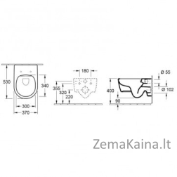 Pakabinamas klozetas su Rimless ir Soft close dangčiu Villeroy 5656RS01
