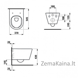 Pakabinamas klozetas su Soft close dangčiu Kartell by Laufen rimless H8203370000001+H8913330000001