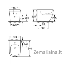 Pastatomas bide Grohe EURO CERAMIC 3934000H, su PUREGUARD danga