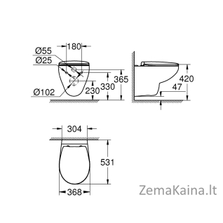 Pakabinamas klozetas su SoftClose dangčiu Grohe Bau Ceramic 39351000