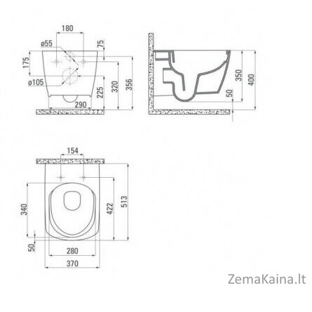 Pakabinamas klozetas Deante Anemon Rimless CDZ_6ZPW+CDZ_6ZOZ 1