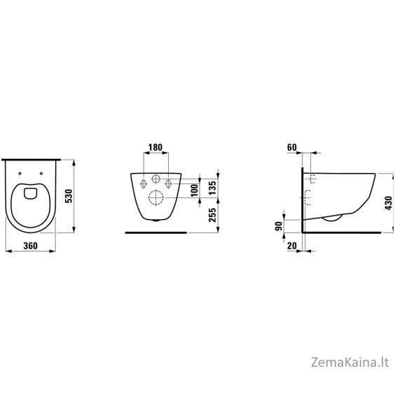 Pakabinamas klozetas (be dangčio) Laufen Pro Rimless 820966/ H8209660000001 2