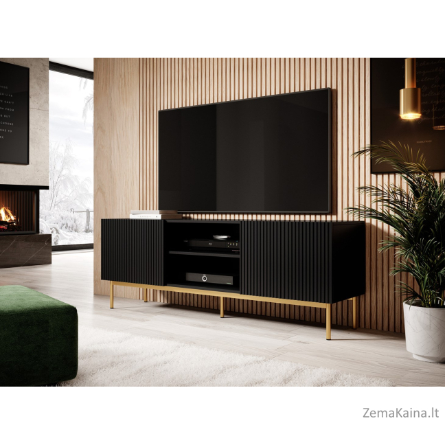 PAFOS RTV spintelė ant auksinio plieno rėmo 150x40x60 cm matinės juodos spalvos 1