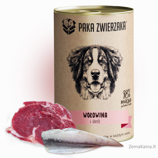 PAKA ZWIERZAKA Beef and herring - drėgnas ėdalas šunims - 400g 1