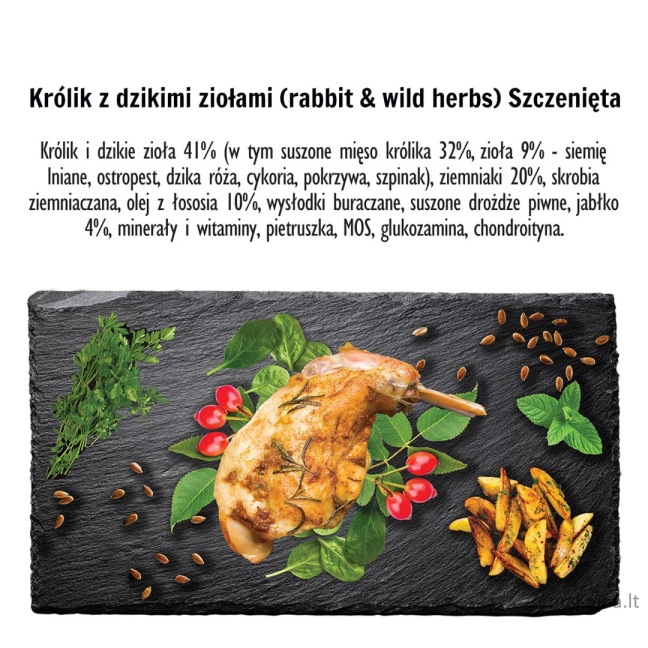 PAKA ZWIERZAKA Puppy Rabbit with wild herbs S - sausas maistas šunims - 1,5kg 1