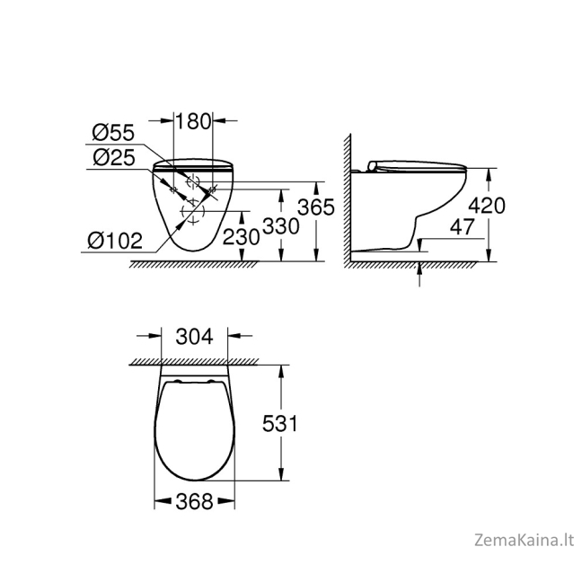 Pakabinamas klozetas su SoftClose dangčiu Grohe Bau Ceramic 39351000 1