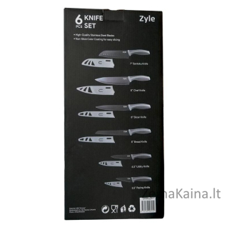 Peilių rinkinys Zyle ZY191SET, 6 vnt. skirtingo ilgio peilių su dėklais