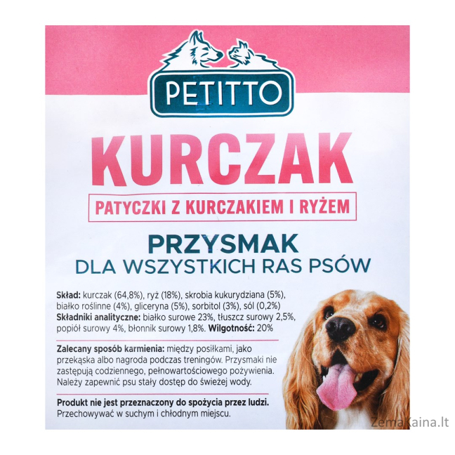 PETITTO Vištienos ir ryžių lazdelės - skanėstas šunims - 500 g 3