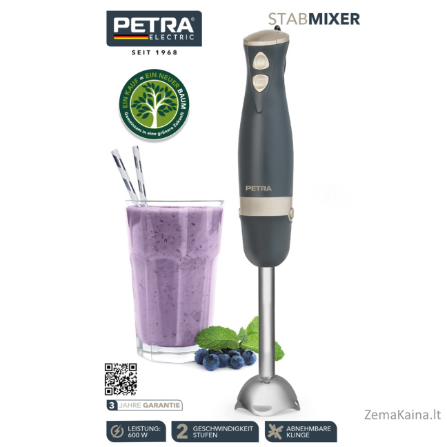 Petra PT5612BGRYVDE Hand blender blue grey/soft gold 8