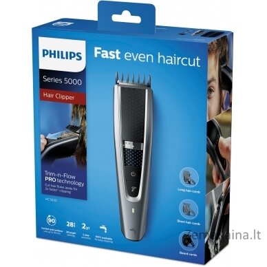 Philips 5000 series „Trim-n-Flow PRO“ technologija, plaunama plaukų kirpimo mašinėlė 1