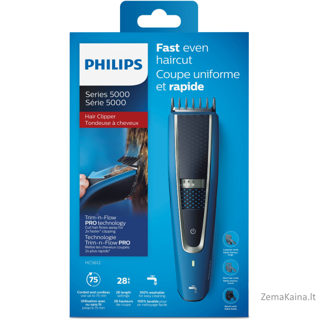Plaukų kirpimo mašinėlė Philips 5000 series HC5612/15 Black, Blue 1