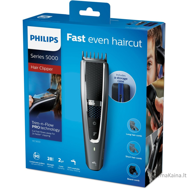 Plaukų kirpimo mašinėlė Philips 5000 series HC5650/15 Black, Silver 3