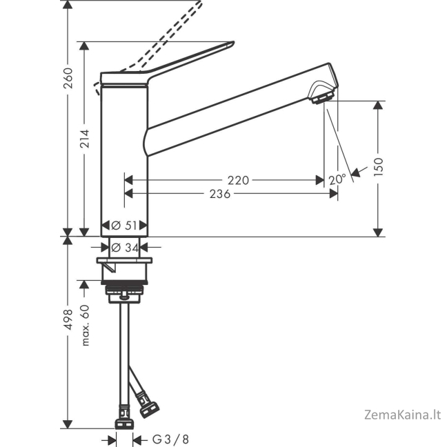 Plautuvės maišytuvas Hansgrohe Zesis M33, ch 1