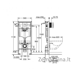 Potinkinio WC rėmo ir mygtuko komplektas Grohe RAPID SL 3-IN-1 38772SH0, baltos spalvos mygtukas