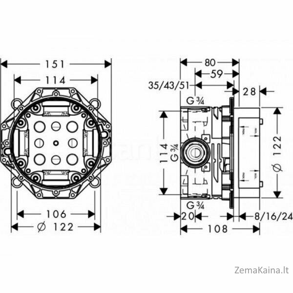 Potinkinė dėžutė Hansgrohe Ibox universal, 1800180 1