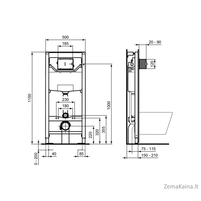 Potinkinis WC rėmas Ideal Standard Prosys120 M, R020467 1