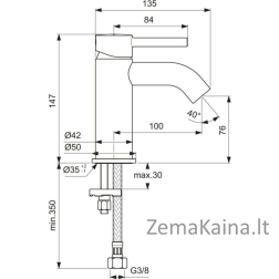 Praustuvo maišytuvas Ideal Standard Ceraline BC268AA, chromo