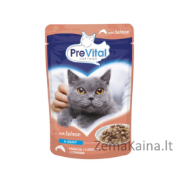 PREVITAL Kačių maistas Mišinys 4 Skoniai Vištiena, Veršiena, Lašiša, Paukštiena – šlapias maistas katėms – 96 x 100 g