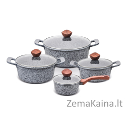 PROMIS Puodų rinkinys GRANITAS, puodas 16 cm, puodai 20,24,28 rudos rankenos