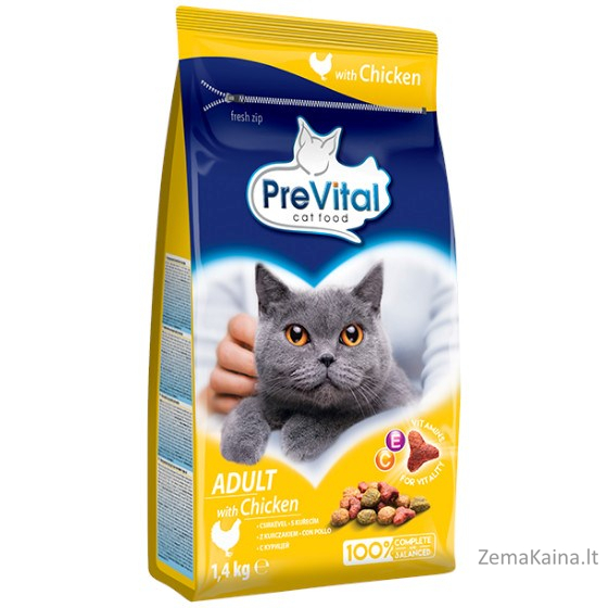 PREVITAL Suaugusių Katėms Maistas su Vištiena - Sausas Kačių Maistas - 1,4 kg