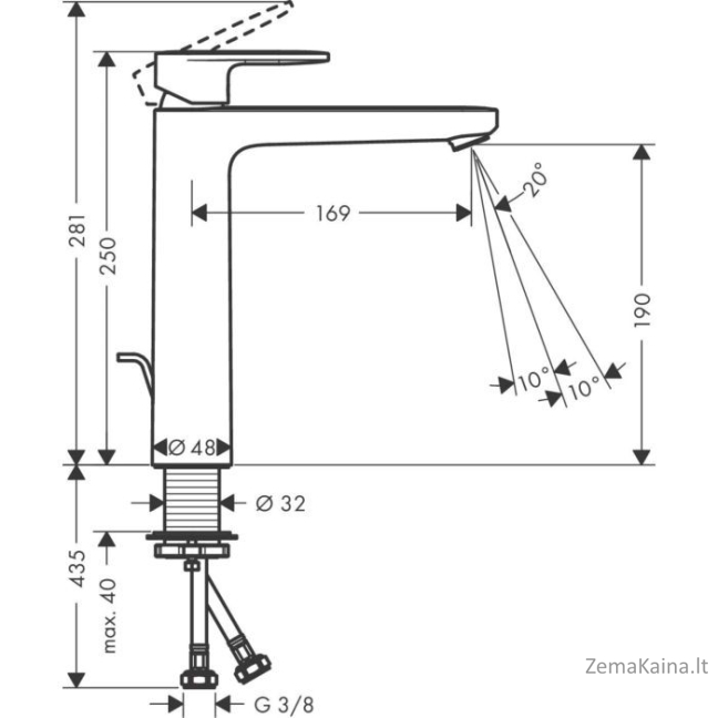 Praustuvo maišytuvas Hansgrohe Vernis Blend 190, 71582670 (juoda matinė) 1