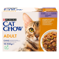 PURINA Cat Chow ėriena, žaliosios pupelės - drėgnas kačių maistas - 10x85 g