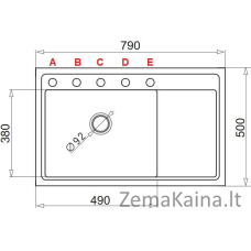 PYRAMIS CAMEA (79x50) 1B 1D L granito kriauklė 070168401 vulkanas