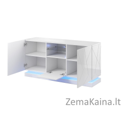 QIU 2D1K komoda 150x41,5x75 cm blizgus baltas/blizgus baltas