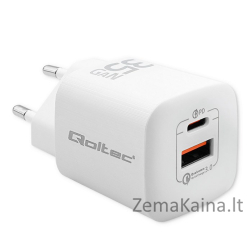 Qoltec 50763 mobiliojo įrenginio kroviklis Knyginis kompiuteris, Nešiojama žaidimų konsolė, Išorinė baterija, Išmanusis telefonas, Išmanusis laikrodis, Planšetinis kompiuteris Balta AC Spartusis įkrovimas Vidaus