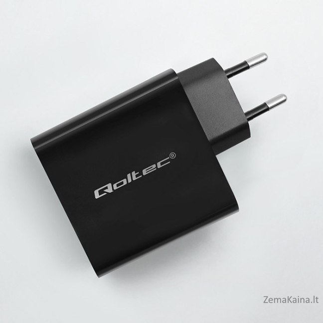 Qoltec 52379 Super greitas PD įkroviklis | 1xUSB-C | 65W | 5-20V | 3-3,25A | Juoda 4
