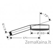 Rankinis dušas Hansgrohe Pulsify 105, 1jet, juodas matinis, 24120670