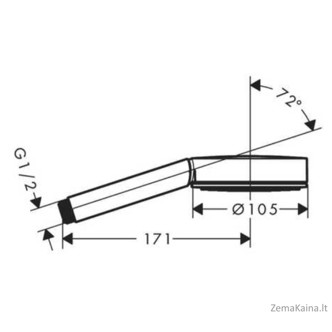 Rankinis dušas Hansgrohe Pulsify 105, 1jet, juodas matinis, 24120670 1