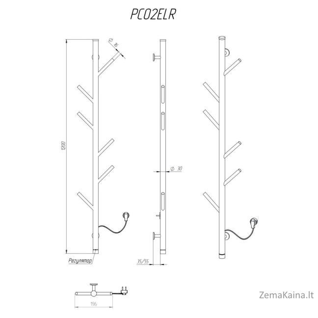Rankšluosčių džiovintuvas Kosser Stijka 1200x30 ELR juodas reg. apvalus 1