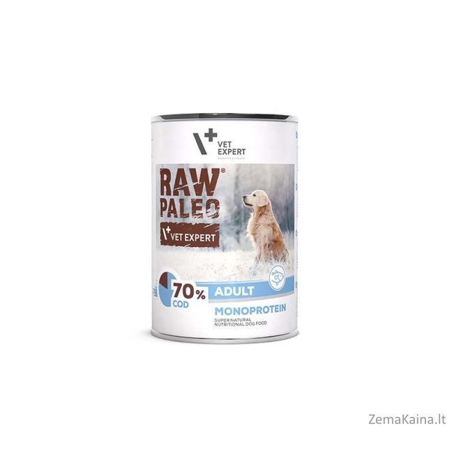 RAW PALEO Adult Monoprotein Cod - šlapias šunų maistas - 400 g 3
