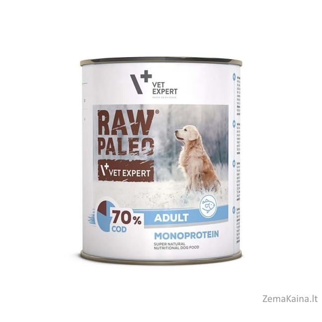 RAW PALEO Adult Monoprotein Cod - šlapias šunų maistas - 800 g
