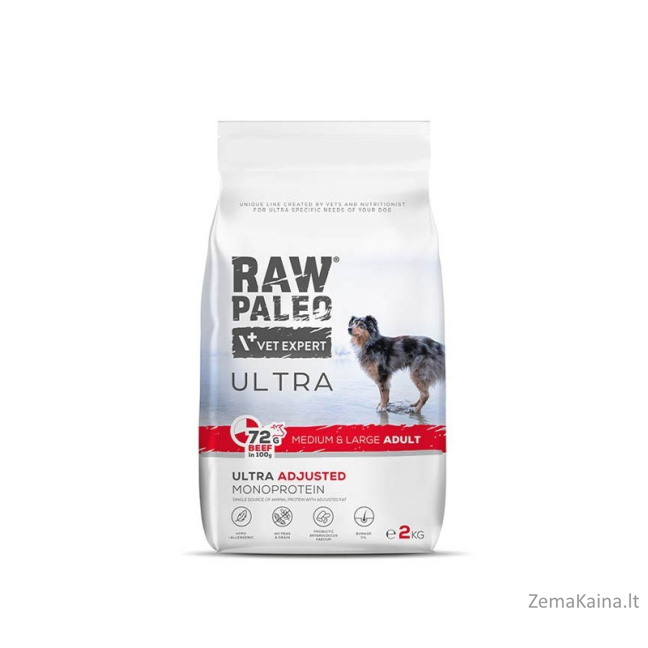 RAW PALEO Ultra Medium&Large Adult Beef - sausas šunų maistas - 10 kg