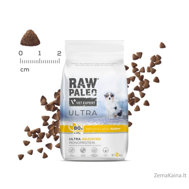 RAW PALEO Ultra Medium&Large Puppy Turkey - sausas maistas šuniukams - 2 kg 5