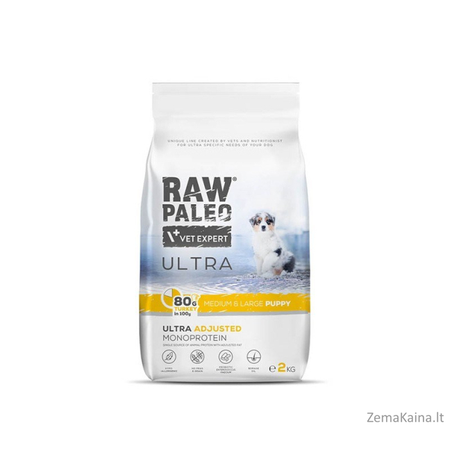 RAW PALEO Ultra Medium&Large Puppy Turkey - sausas maistas šuniukams - 2 kg 2