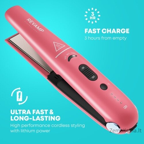 Revamp ST-1700PK-EB Progloss Liberate Cordless Ceramic Compact Hair Straightener Pink 3