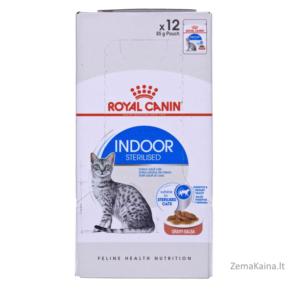 ROYAL CANIN Indoor Sterilized - Šlapias kačių maistas - Gabalėliai padaže 12x85 g 1