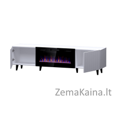 RTV spintelė PAFOS EF su elektriniu židiniu 180x42x49 cm balta matinė